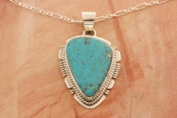 Genuine Kingman Turquoise Sterling Silver Native American Pendant